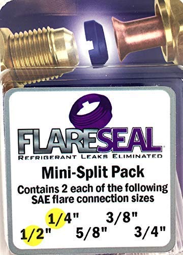 FlareSeal Model MSP-0408 Leak Free SAE Flare Connections - Refrigerant Leaks Refrigeration, HVAC, Ductless, Schrader Valve or Mini Split Applications (1 4 , Mini Split Pack - (2) 1 4  and (2) 1 2 )