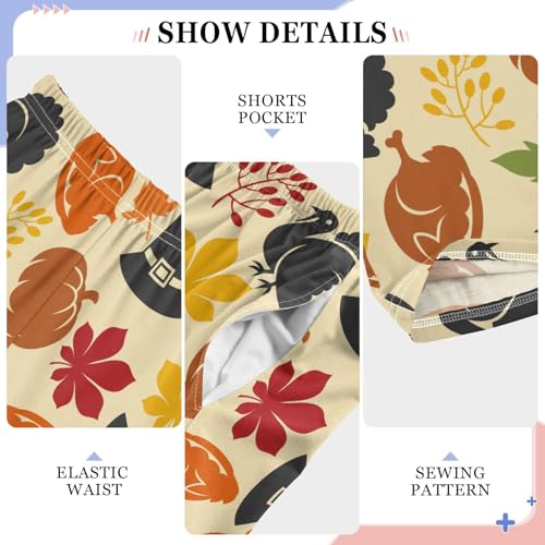 ZZXXB Turkey Maple Leaves Thanksgiving Day Boys Long Pants Soft Trousers Elastic Waist Kids Lounge Bottoms with Pockets S-XL4