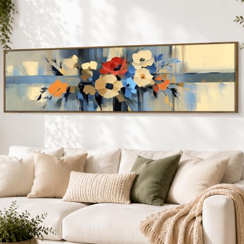 Image of Large Canvas Painting Panel Framed Wall Painting Abstract Floral Canvas Floral Framed Luxury Paintings for Home Decoration, Living room and Office Decor (Yellow, 13x47 Inch)