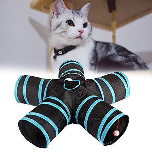 Scicalife Túnel de Gato, Túnel de 5 Vias extensível, Dobrável, Brinquedo de Túnel de Brinquedo Inter
