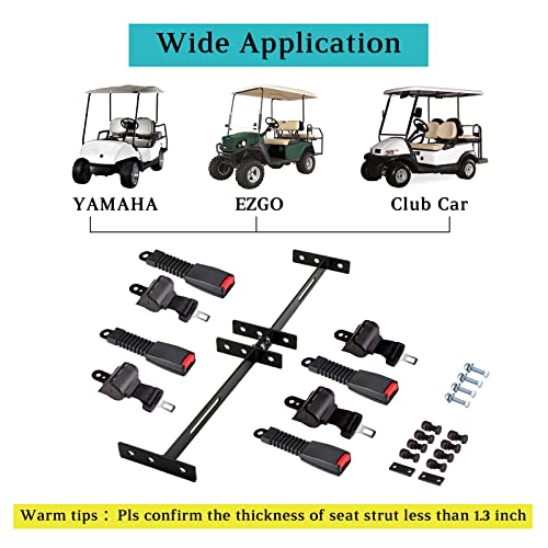 10L0L 4Pcs Universal Retractable Golf Cart Seat Belt Kit With Bracket For Ezgo, Yamaha, Club Car #TOP1