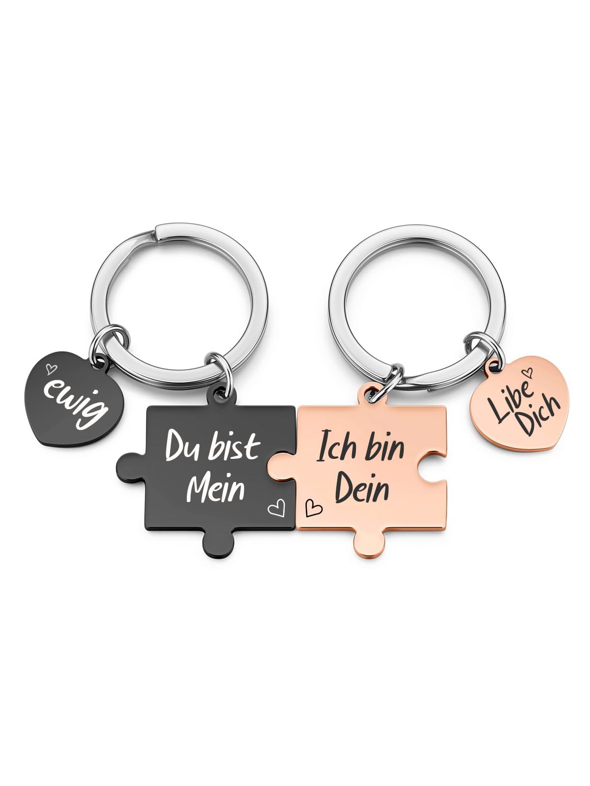 JSDDE Pärchen Schlüsselanhänger mit Gravur Du bist mein, Ich bin dein Puzzle-Design Paar Schlüsselanhänger Kreativ Keychain Geschenk zum jahrestag für sie und ihn
