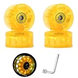 SHANRROW Ruedas Luminosas para Patines cuádruples, Ruedas para Patines de 32 × 58 mm, Ruedas para Patines de Doble Fila con rodamientos, Paquete de 4,Amarillo