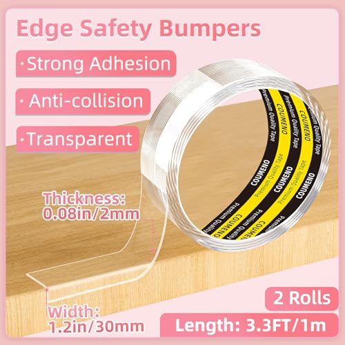 Image of Clear Edge Protector & Corner Guards,2Pack 1.2in(W x 3.3FT(L),Baby Proof Corner Protectors for Furniture, Table Bumper for Baby Safety, Sharp Edge Protector for Drawers, Tables, Cabinets
