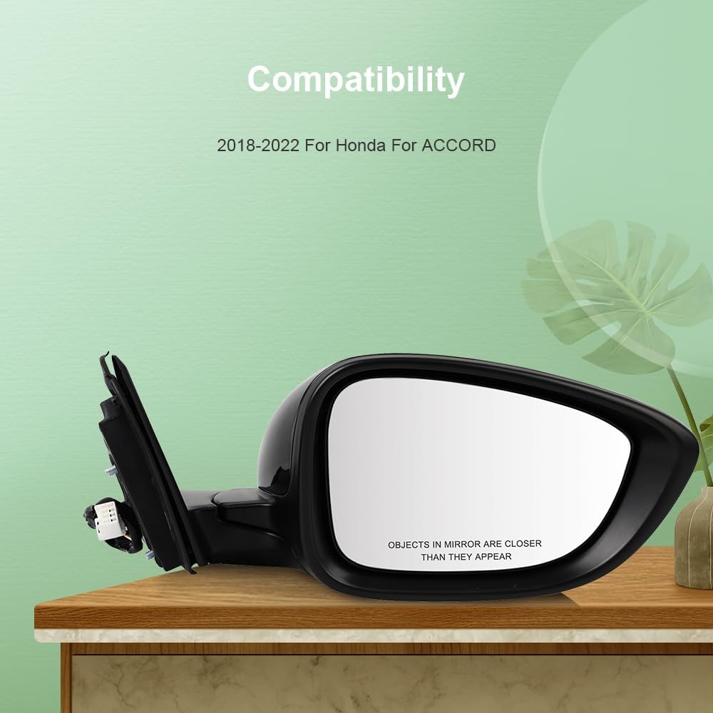 SCITOO Passenger Side View Mirror Compatible with 2018-2022 For Honda For ACCORD Power Non-Heated 3Pins Right Outside Exterior Mirror HO1321328