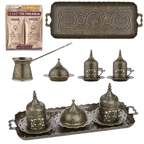 Alisveristime Premium Turkish Coffee Set - 12-Person Turkish Coffee, Cezve, 2-Person Cups, Delight Bowl thumb #1