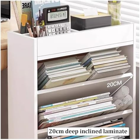 Mobile Bookshelf,Multi-Tier Rolling Wooden Storage Cart with Wheels – Versatile Office Book Shelf, Mobile Orga for Home & Office, Stylish White Finish, Efficient Space-Saving Solution.
