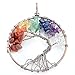 Jovivi Tree of Life Pendant Quartz Crystal Necklace Gemstone Chakra Jewelry
