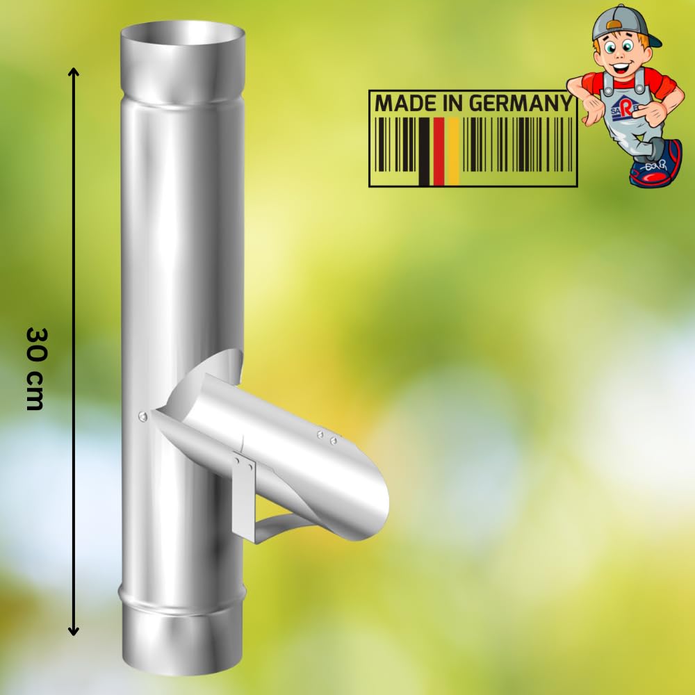 SAREI Regenrohrklappe Verzinkt DN 100 Regenwasserklappe mit Sieb Dichtheit und effizienter Betrieb des Rinnensystems für Dachrinnengröße, Aluminium, Nennweite 100