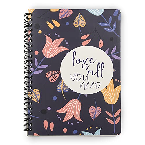 Image of Papboo A5 Handy, Love is All You Need, Easy to Carry Spiral Wiro Notebook : 100 GSM Natural Shade Paper, Dot Grid, 120 Pages, Journal, Diary, Gift