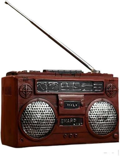 Miniatura 7 de Estatua retro de radio para decoración del hogar, figura de TV retro para estante, estantería, mesa, oficina, sala de estar (radio)