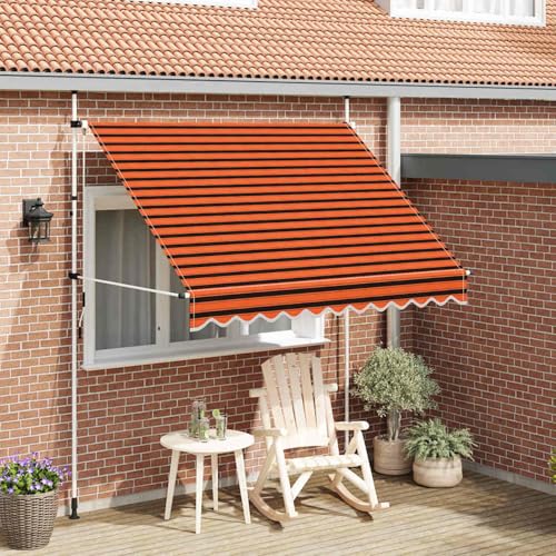 Tidyard Einziehbare Markise Handbetrieben 250 cm Orange und Braun, Gelenkarmmarkise Außenmarkise für Terrasse Eingangsbereich Café145837