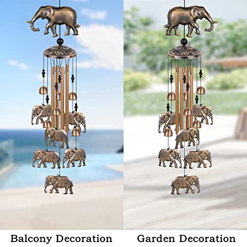 Elephant Wind Chimes For Garden, Gifts For Mom, Home, Balconies, Rooms, Patio, Indoor, Outdoor Elephant Decoration, Elephants Wind Catcher, Bronze Memorial Wind Bells, Elephants Wind Chimes Decor #TOP4