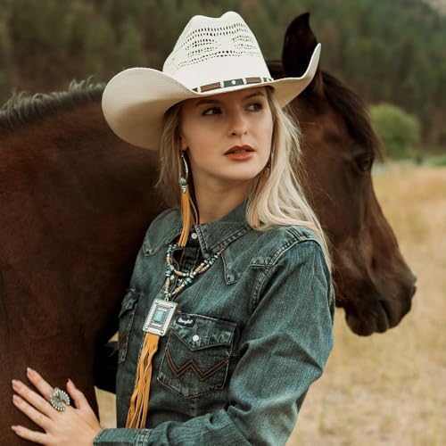 American Hat Makers Straw Cowboy Hat | Handcrafted, Lightweight & Breathable | Premium Western Style for Men & Women - Image 3