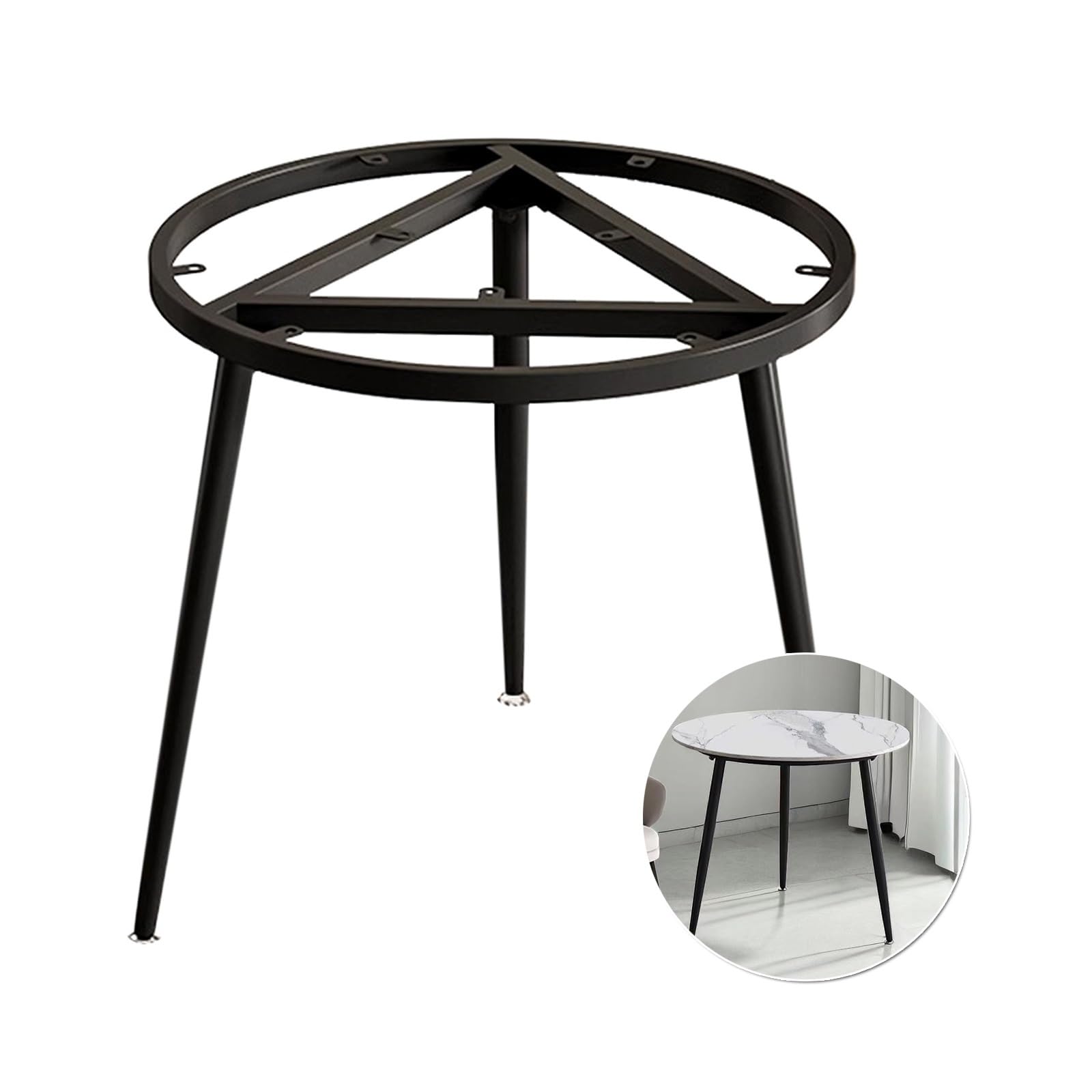 Pieds de table en métal noir pour table basse ronde de salon, support robuste 60x60x45 cm