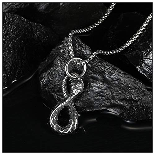 Punk Stainless Steel Animal Python Pendant Snake Necklace3