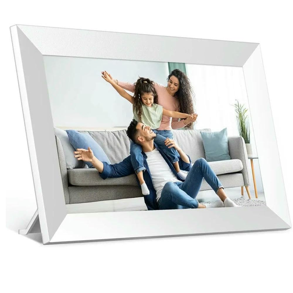 Cadre Photo numérique Cadre Photo numérique WiFi Intelligent de 10,1 Pouces, 32 Go/64 Go, avec écran Tactile IPS HD 1280 x 800, montable au Mur(White Built in 32gb,US Plug)