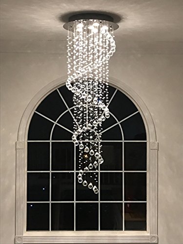 Preisvergleich Produktbild Moderne Gewundene Kristall Leuchter, JJGD Elegante Romantische Tröpfchen K9 Kristall Deckenleuchte Unterputz Pendel Leuchte für Wohn Esszimmer Schlafzimmer Treppenhaus Hotel Größe: D50cm H156cm