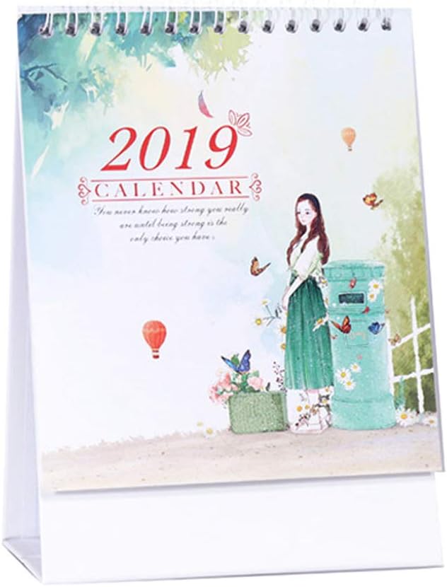 Baidercor 2019 Chinese Monthly Desk Calendar Waiting Girl Theme