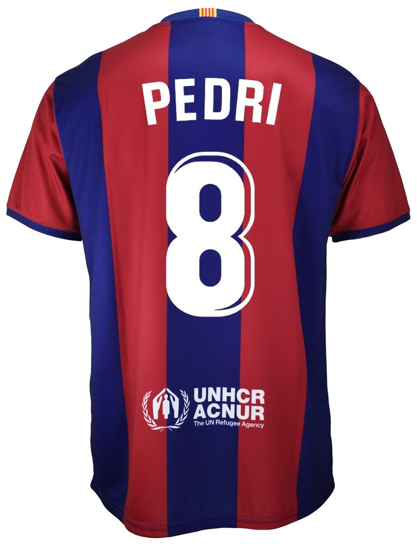 FCB Camiseta y Pantalón - PEDRI 8 - Primera Equipación Futbol Club Barcelona - Temporada 2023/2024 - Réplica Oficial con Liciencia del Fútbol Club Barcelona - Niño (6 Años)