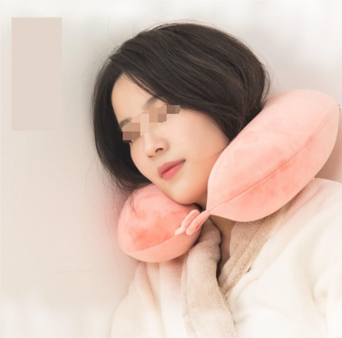 Poduszka Podróżna Do Samolotu Samochodu Poduszka Podróżna Z Pianki Memory Foam, Bawełniana Na Szyję, Zdejmowany Pokrowiec Do Samolotów(Pink-B)