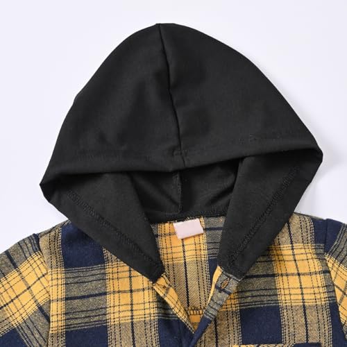 Little Boys Girls Flannel Shacket Hoodies Oversized Long Sleeve Button Down Plaid Shirt Jacket Toddler Casual Cool Y2K Coats4