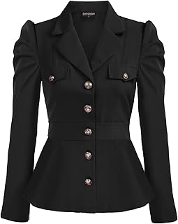 Scarlet Darkness Women Rerto Victorian Jacket Lapel Collar Peplum Hem Outerwear