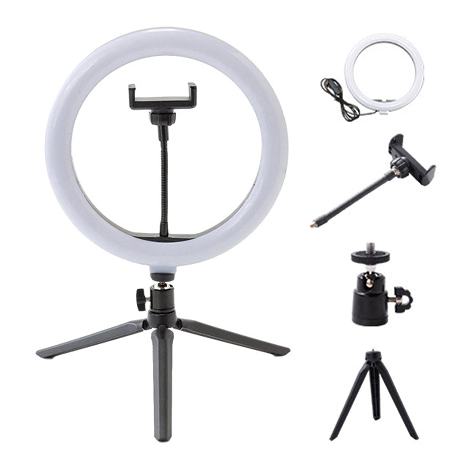Gidenfly 10" Selfie R-ing Light, With Adjustable Tripod Stand & Phone Holder, Makeup With 3 Light Modes & 10 Dimming Methods, Dimmable Desk LED R-ing Light For Selfie, Cellphone, Photography