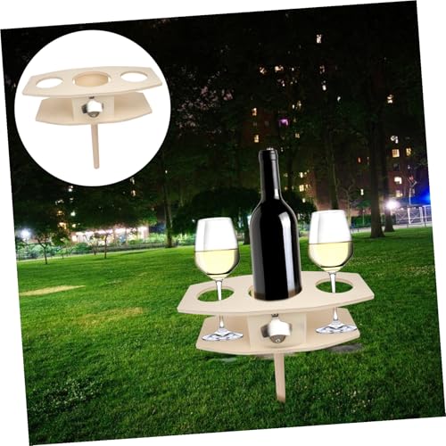 Support à bière en bois pour pique-nique et table de plage démontable - 5