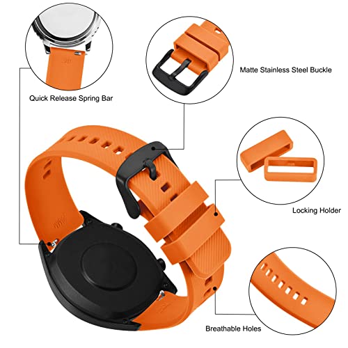 Bisonstrap Watch Strap 22Mm, Quick Release Silicone Watch Bands For Men Women (Orange, Black Buckle) #TOP3