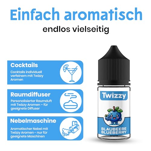 Twizzy Blaubeere Lebensmittelaroma - 30ml - Intensives Aroma – Ideal zum Backen, in Lebensmitteln & Getränken, auch für Vernebler, Nebelmaschinen, uvm.