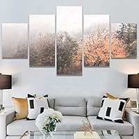 SIGNWIN 5 Panel Canvas Wall Art Modern Art Expressive Forest Multicolor Photography Romantics Scenic for Home Decorations Ready to Hang - 60