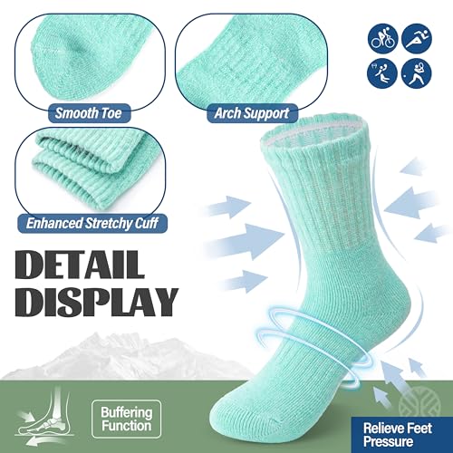 MOSEY KOSY 6 Paar Kinder Merino Wolle Wandersocken Jungen Mädchen Kleinkinder Winter Thermisch Dicke Warme Gefütterte Crew Bootssocken für Wanderungen(Vivid Farben,22-26)