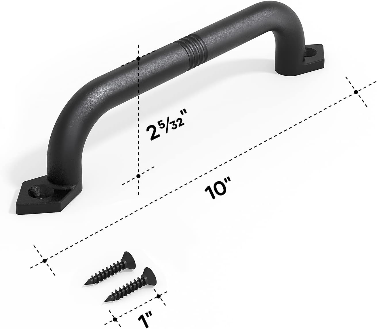 EaseLife 10" Barn Door Pull Handle, Rustic Black Aluminum Grab, Gate Handles, Easy Install, 2 Pack