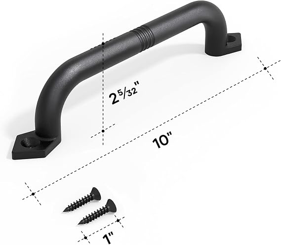 EaseLife 10 Barn Door Pull Handle, Gate Handles, Rustic Black Aluminum Grab, Easy Install