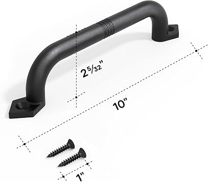 EaseLife 10 Barn Door Pull Handle, Gate Handles, Rustic Black Aluminum Grab, Easy Install