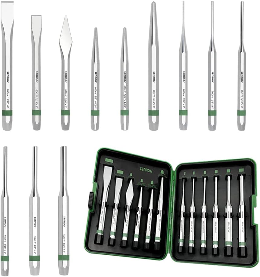 RAMPRO 16Piece Punch and Chisel Set Kit Includes Steel Pin, Taper