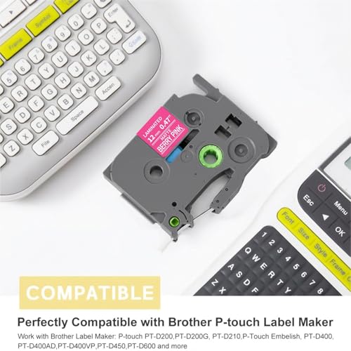 Image of COLORTY Replacement for Brother P-Touch Label Maker Tape TZe 12mm 0.47 Inch | TZ Laminated Colored Tape 1 /2 inch Compatible with Brother PTouch Label Maker PT-D210 PT-H110 PT-1880 PT-D400 PT-D600, 5 Pack