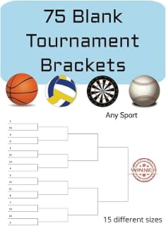 75 Blank Tournament Brackets: Blank tournament brackets for any competition. 15 different sizes of single-elimination brackets from 4-16, 32 & 64 teams including seeds.