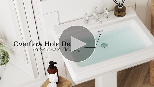 skk._.i☘️ DeerValley 26x20 Inch White Ceramic Pedestal Bathroom Sink
