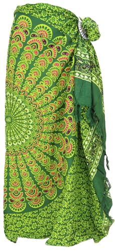 GURU SHOP Bali Sarong, Wandtuch, Wickelrock, Mandala Pareo - Grün, Herren/Damen, 160x115 cm