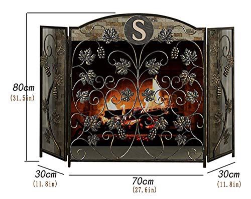 Écran de cheminée en fer forgé noir pliable avec maille métallique de 31,5" - 3