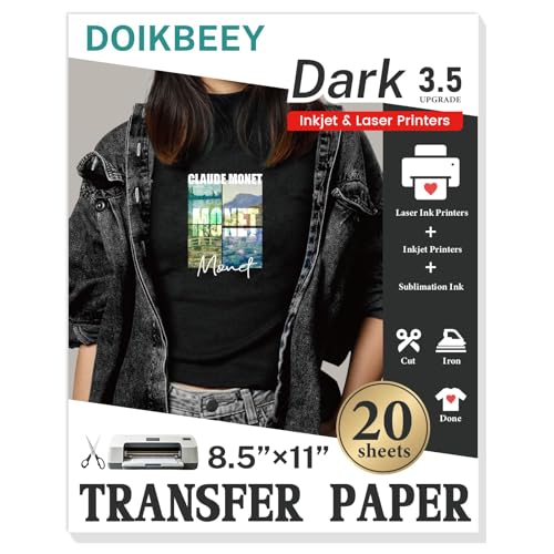 Heat Transfer Paper 20 Sheets, 8.5' X 11' Iron On Transfer Paper for...