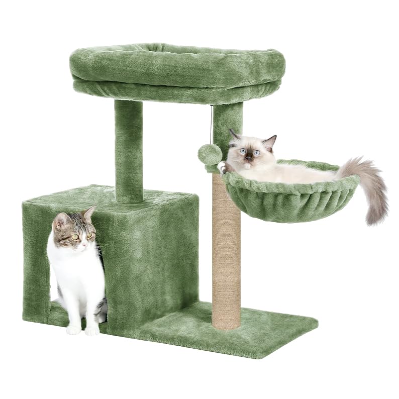 Image of Cat Tree with Scratching Posts, Hammock and Perches (Green - FURR-30)