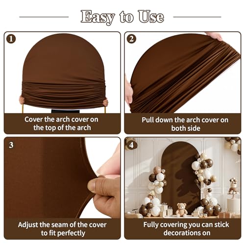 6FT Brown Wedding Arch Backdrop Cover, Spandex Fitted Arch Covers Stretchy Backdrop Balloon Arch Back Drop for Wedding Birthday Party Christmas Banquet Decoration by Shillance - Used condition - Image 7