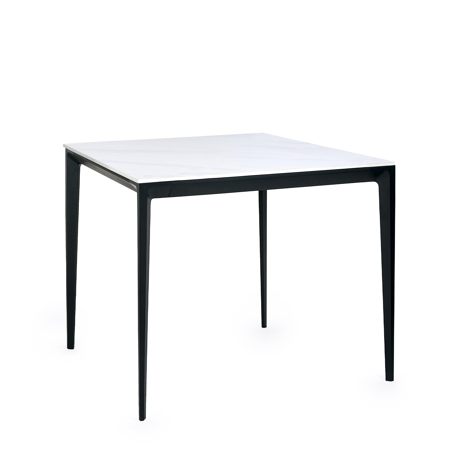 Julian Bowen Miami Square Stone Top Dining Table-White Marble, 76 x 80 x 80