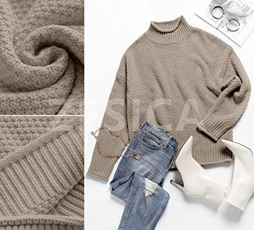 Zesica Women's 2023 Turtleneck Batwing Sleeve Loose Oversized Chunky Knitted Pullover Sweater Jumper Tops,Camel,Medium #TOP3