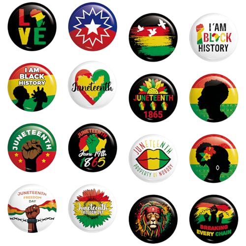 48PCS Juneteenth Button Freedom Day Decorations Independence Pin Souvenirs Patriotic Lapel Badge Party Supplies Favors