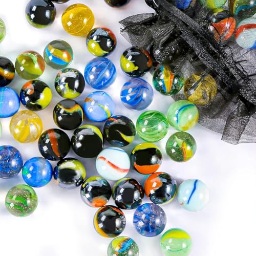 POPLAY Colorful Glass Marbles, 0.6inch Marbles Bulk for Kids Marble