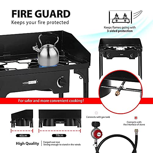 Vivohome Double Burner Stove, Heavy Duty Outdoor Dual Propane With30 Qt. Aluminum Turkey Deep Fryer Pot #TOP3